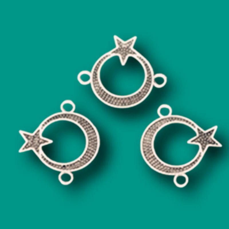 20 шт. Посеребренная Национальная эмблема индейки соединители луна и звезды