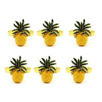 6pcs cute napkin rings pineapple shining yellow christening bangle metal wedding gift party supplies