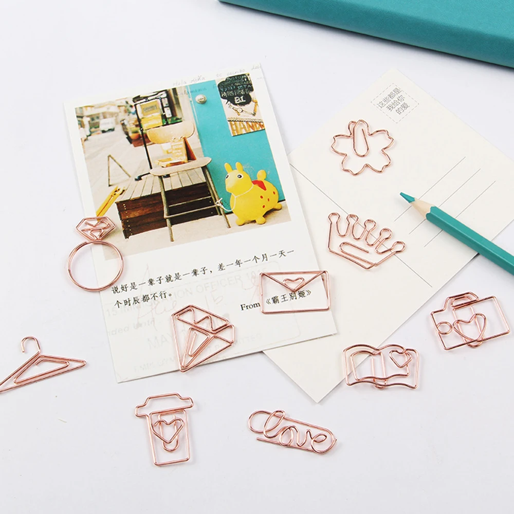 5 шт. зажимы для бумаги из розового золота металлическая Закладка скрепки записей