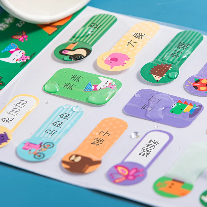 

UEK Name Tag Stickers Self-Laminating Name Labels for Daycare Sticker School Office Travel Multiple Colors Waterproof Write-On