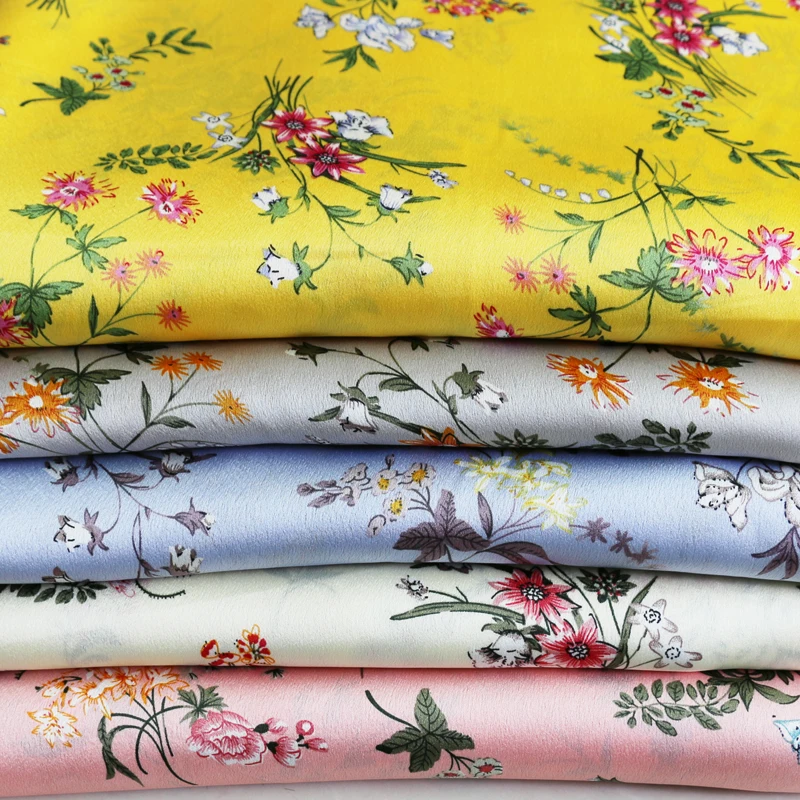 100 см * 150 элегантная цветочная ткань шармёз мягкая для платья текстиль Атлас креп