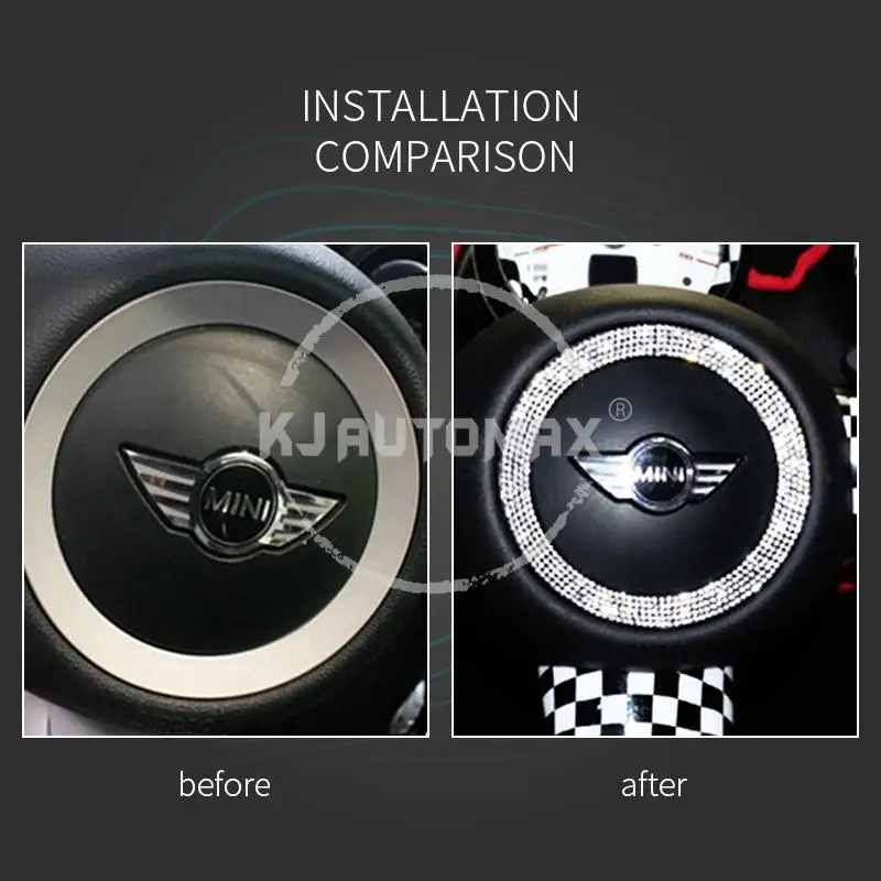 KJAUTOMAX для Mini Cooper R55 R56 R60 Руль украшения кольцо кристалл мягкий