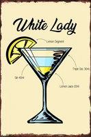 white lady cocktail recipe wall decor room decoration retro vintage metal sign tin sign tin plates for pub home club man cave