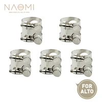 naomi 5pcs alto sax mouthpiece ligature metal ligature for alto saxophone mouthpiece with double screws silver color new