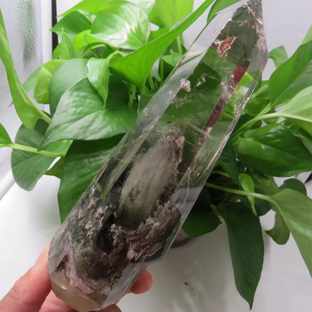 Фантастический! 532 г натуральный зеленый фантомный кварцевый кристалл точечная