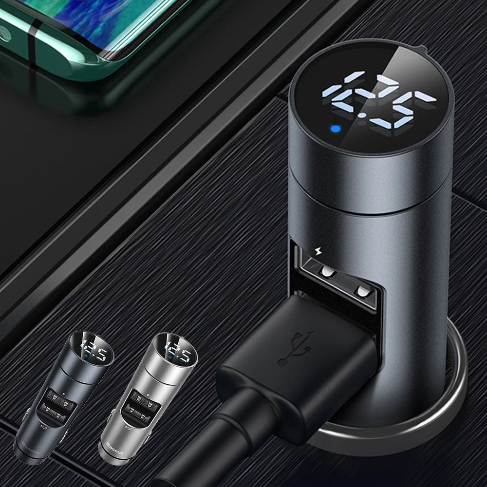 

FM Transmitter Car Wireless Bluetooth 5.0 FM Radio Modulator Kit 3.1A USB Car Charger Handsfree Aux Audio MP3 Player For Baseus