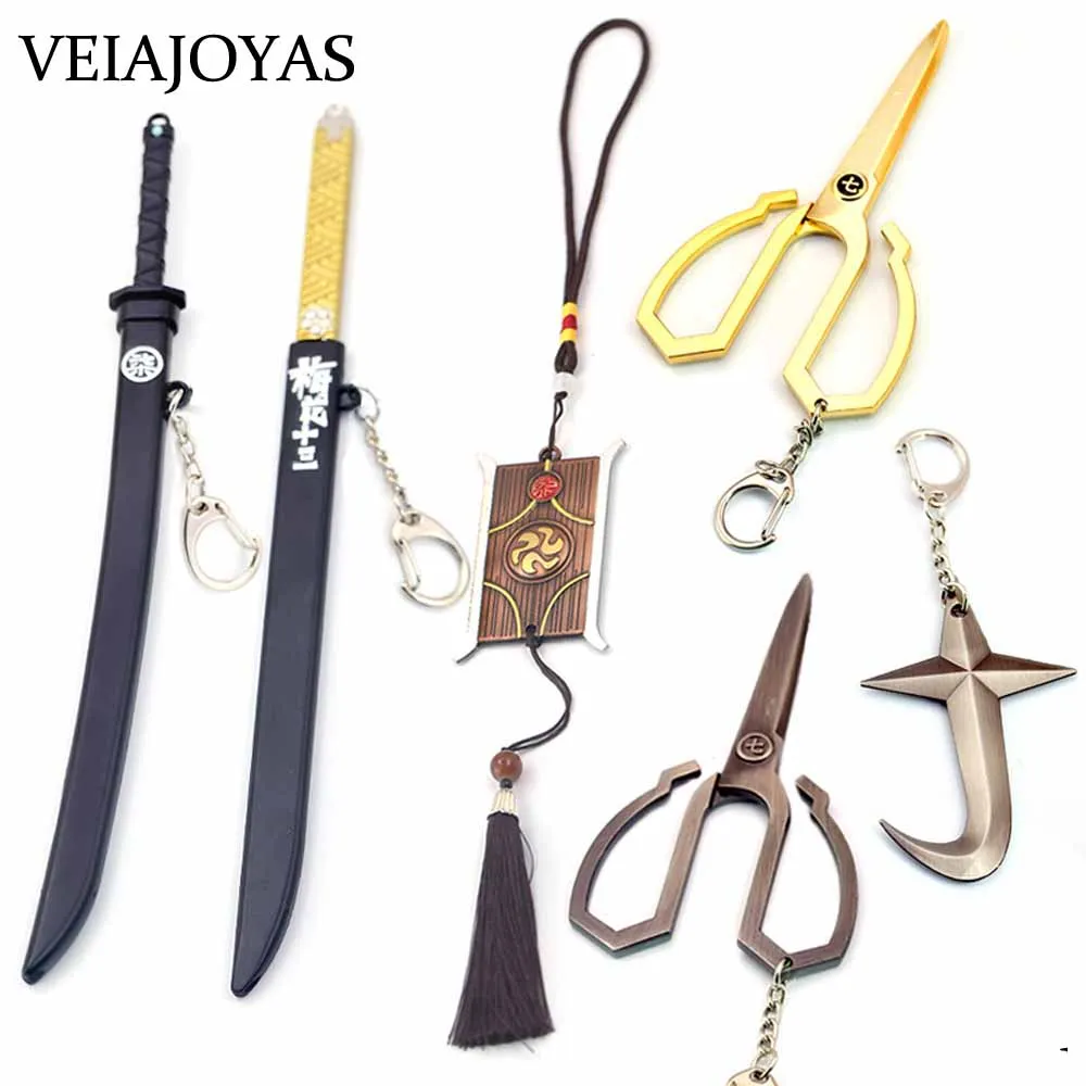 Hot Anime Assassin Scissor Seven Alloy Weapon Keychains Amulet Tag Pendant Keychain Key Rings Holder for Men Jewelry Accessories | Украшения