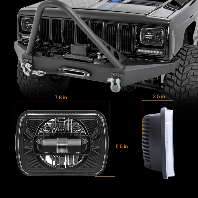 

5X7 Inch 7X6 Inch LED Projector Headlight DRL for Jeep Cherokee XJ For Toyota Tacoma & 88-95 Pickup 1