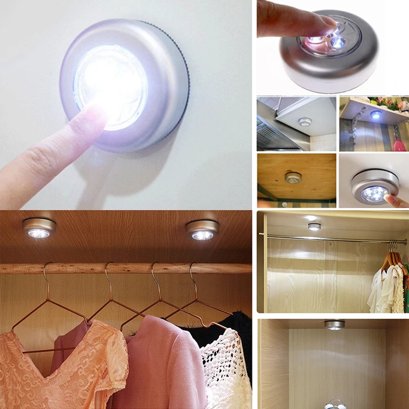 3 светодиодный беспроводной Ночной светильник с питанием от аккумулятора трость