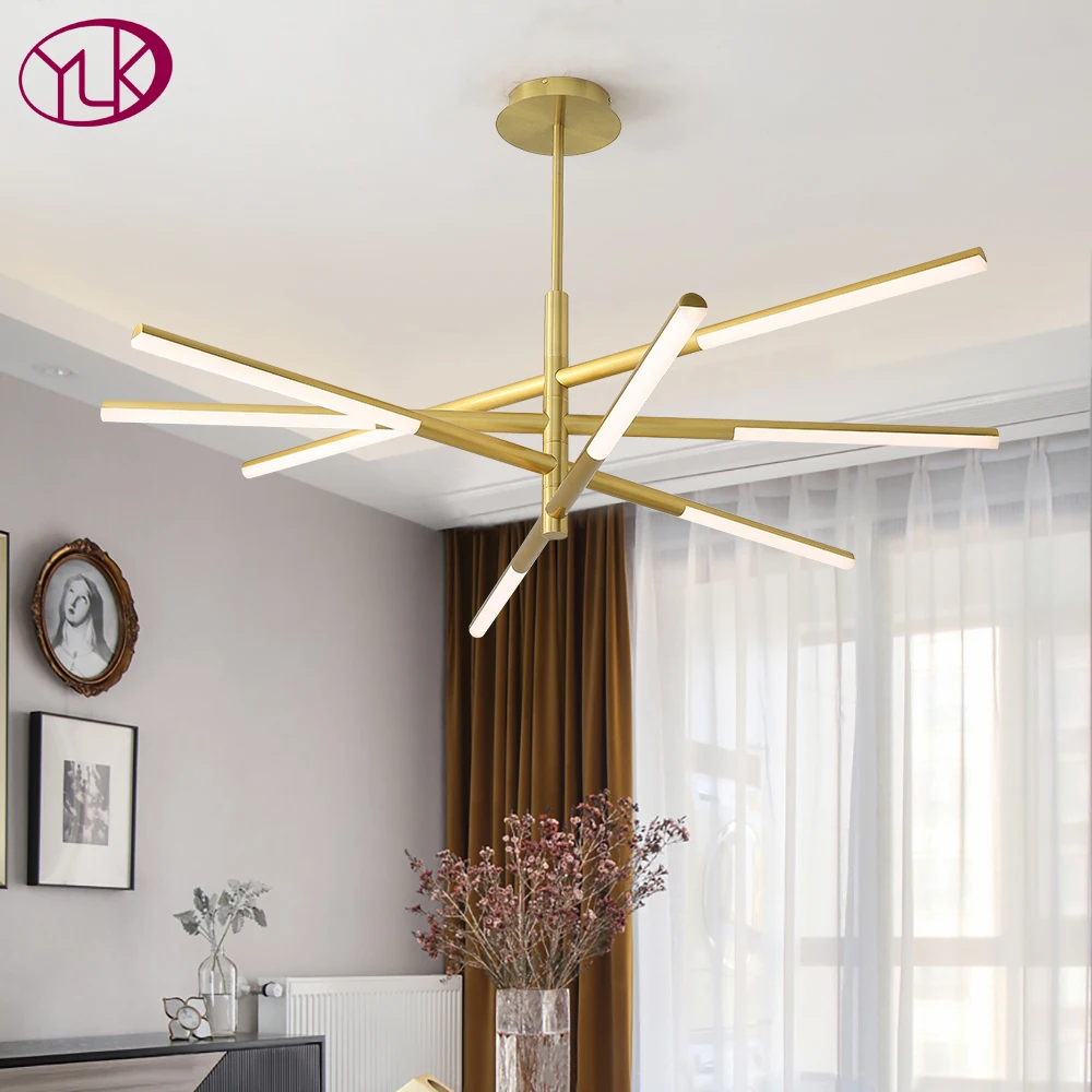 Новый Современный матовый медный потолочный Люстра светильник ing для гостиной