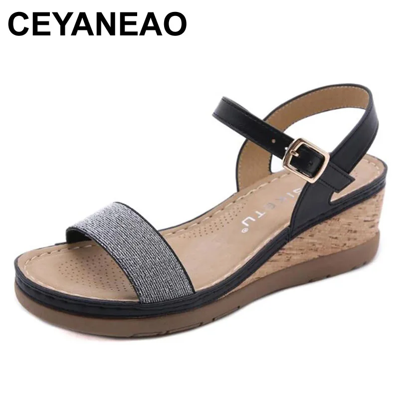 

CEYANEAOFashion Platform Wedges Sandals For Women Summer New Non Slip Soft Beach Shoes Comfortable Casual Ladies Sandals