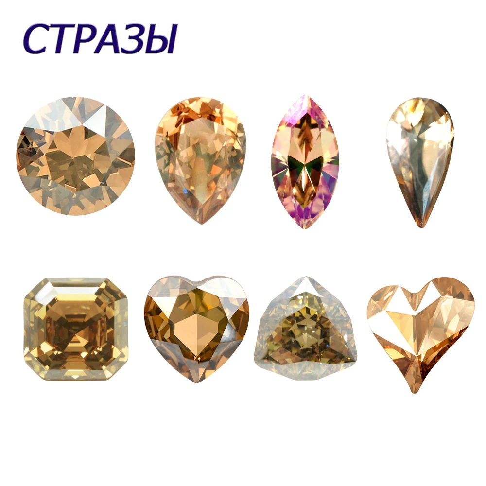 

Gold Color Best Quality Rhinestone Mix color and size Crystal Non HotFix FlatBack Glass Nail Art Stones Shiny Nail Decorations