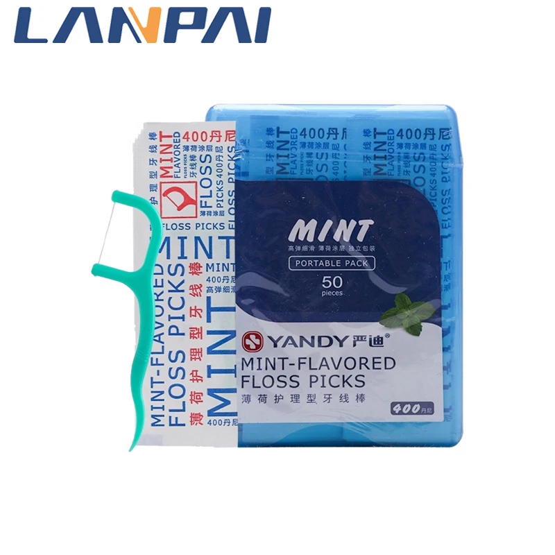 Lanpai 50 шт в наборе Портативный мята зубная нить зубы палочки Уход за полостью рта
