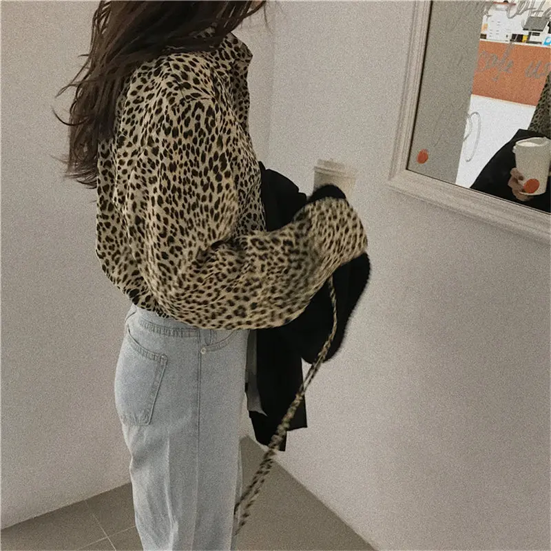 

HziriP Leisure Leopard Sexy Casual All Match Animal Printed 2020 Women Loose Cardigans Shirts Elegance OL Chic Blusas Blouses