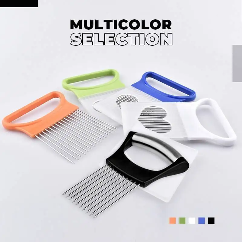 Food Slice Assistant Vegetable Holder Stainless Steel Onion Cutter Fork Fruit Vegetables Slicer Tomato Knife | Дом и сад