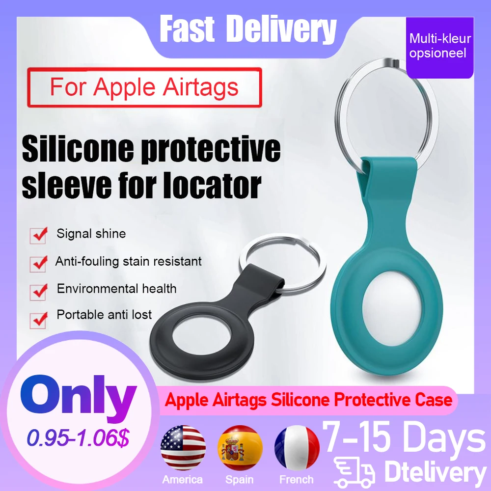 

2021 Of Apple release Silicone Protective Case Locator Protective Shell w/ Metal Ring Tracker For Apple Airtags Tracking Device