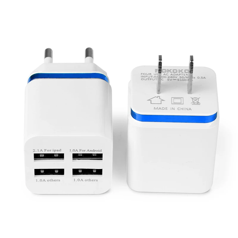Цвет Phnom Penh 2.1A 4 портовый USB настенное Зарядное устройство смарт адаптер для