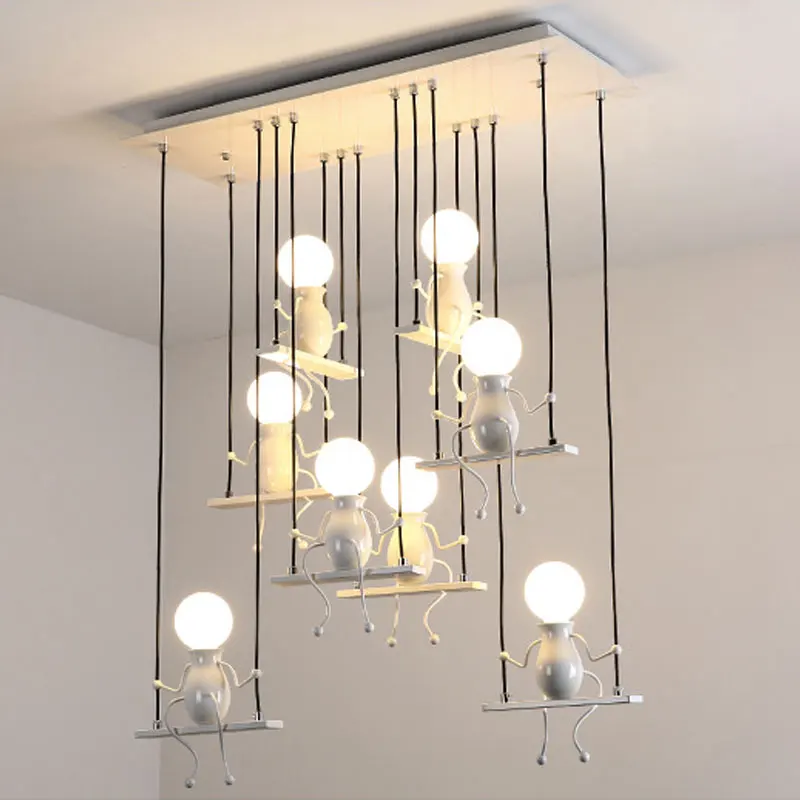 

LED Ceiling Chandelier Nordic Modern Minimalist Wrought Iron Villain Children's Lamp Bedroom Restaurant Decorative Ceiling Lamps