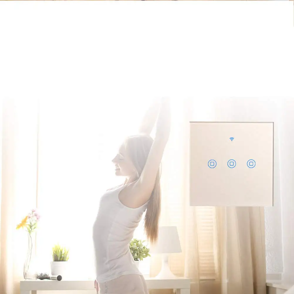 Wi Fi Smart настенный выключатель света 1/2/3 Сенсорный экран Стекло приложение Беспроводной голосовой пульт