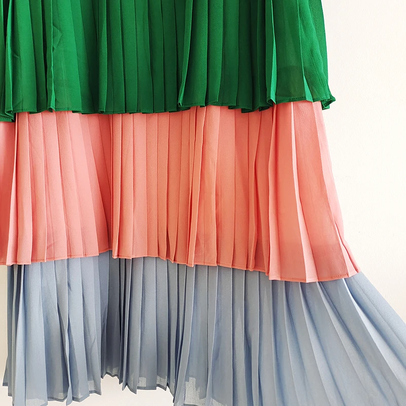 

AELESEEN Runway Fashion Maxi Long Summer Dress Women Designer Sleeveless Colorful Print Cascading Ruffles Elegant Party Dress