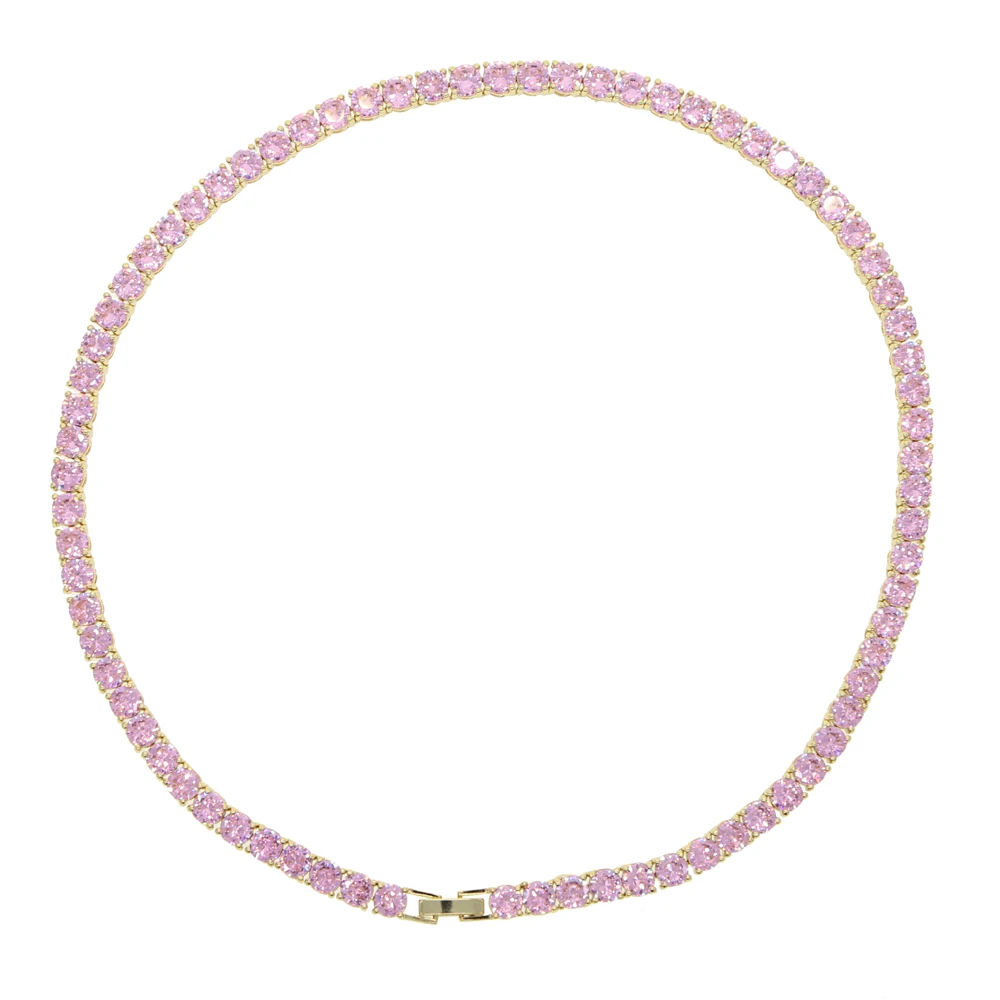 gold chain 46cm Новое поступление 5 мм розовый АНХ крест кулон со льдом кубического циркония cz теннисные цепи Золото Серебро Цвет ожерелье Мода хип хоп ювелирные изделия - Окраска металла: gold chain 46cm