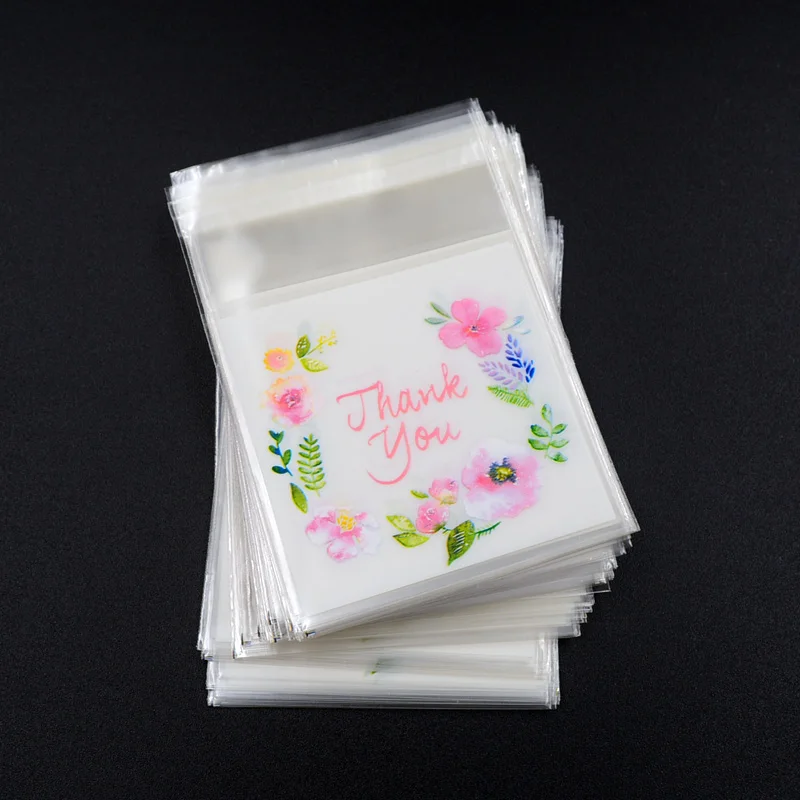 

100 pcs/lot Write Thank You Plastic Transparent Cellophane Baking Candy Cookie Gift Bag For Wedding Birthday Party