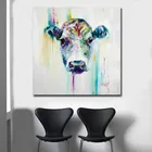 Рынок Горячее предложение ручная корова Холст Картина, печатный плакат Декор настенные картины принты для Гостиная Спальня рамка