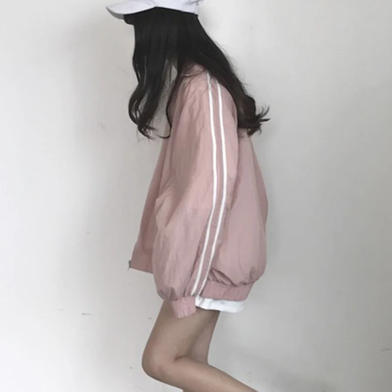 Женское пальто 2019 новая полосатая парка на молнии Короткая куртка с хлопковой