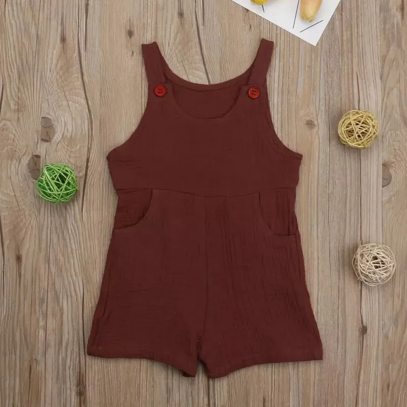 Однотонный хлопковый комбинезон для новорожденных мальчиков и девочек без