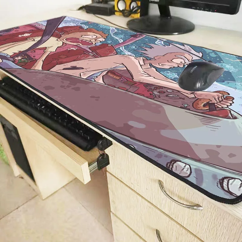 Mairuige коврик для мыши Rick and marty с большим замком и мультипликационным рисунком, компьютерный коврик для ПК, размер для игровой мыши 30x60 см и 40x90 см