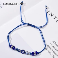 60pcslot couples women blue turkish evil eye charms bracelets crystal bead adjustable rope chain anklets child girl jewelry