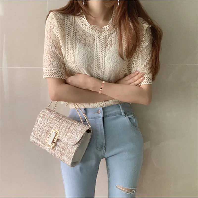 Женские универсальные облегающие Топы в стиле High Street свободные кружевные