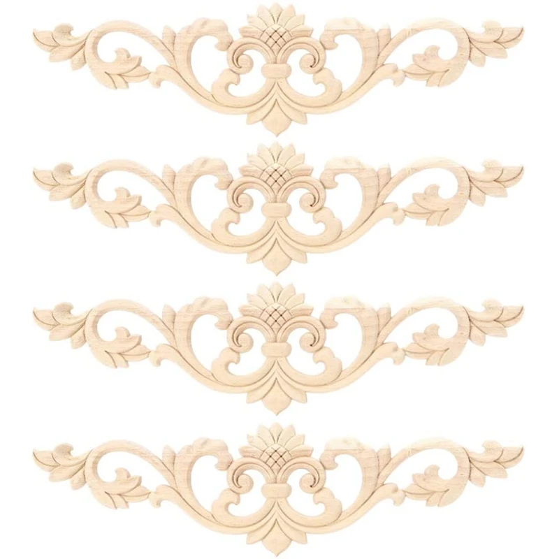 

Unpainted Wood Carved Applique Beautiful Carving Decal Garden Fence For Home Furniture Wall Door Frame Cabinet Decor