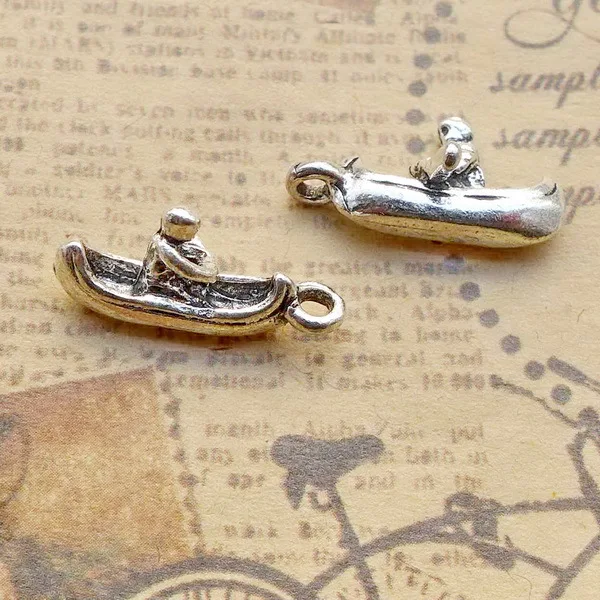 

Charm for making jewelry 10pcs 20x10mm antique silver color boat charms