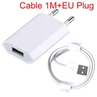 Универсальное зарядное устройство USB с 1 портом, адаптер питания с европейской вилкой для планшетов Samsung S10, iPhone 7, 8 PLUS, 6S, 6, 12, 11