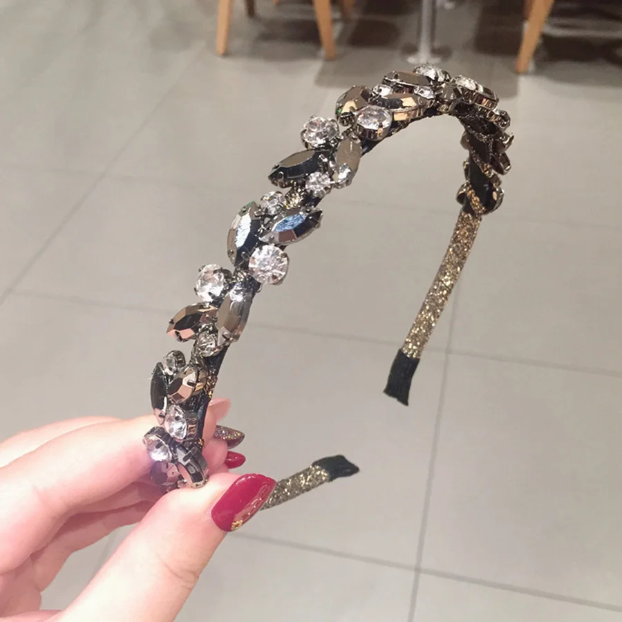 Haimeikang Autumn Winter New Headband South Korea Rhinestone Alloy Headband Net Red Temperament light Hair Accessories