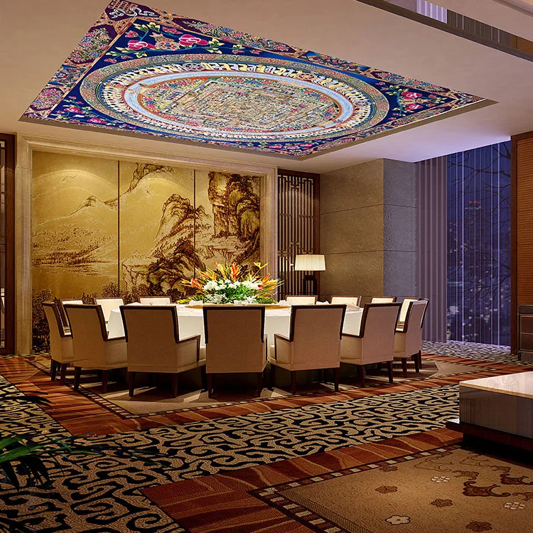 

Buddha Thangka Ethnic ceiling in the lobby restaurant sofa TV background wallpaper murals custom size