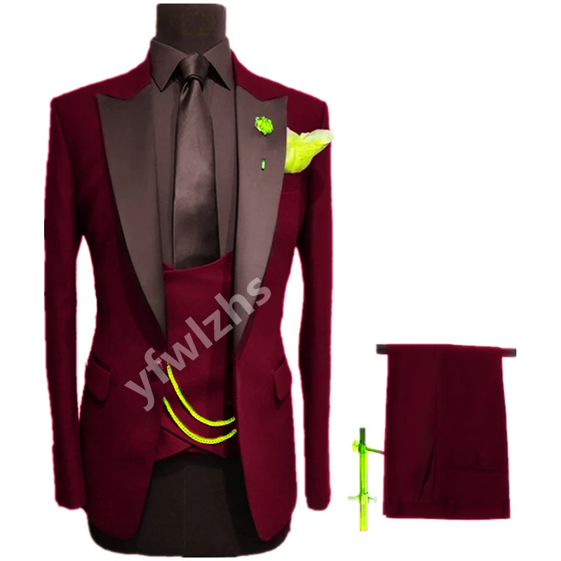 

Handsome One Button Groomsmen Peak Lapel Groom Tuxedos Men Suits Wedding/Prom/Dinner Best Blazer(Jacket+Pants+Vest+Tie) 350