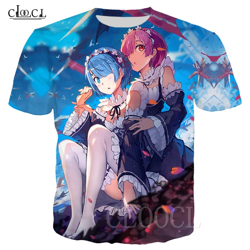 Футболка Мужская/Женская с 3D принтом Модный свитшот аниме Re:zero Rem Ram уличная
