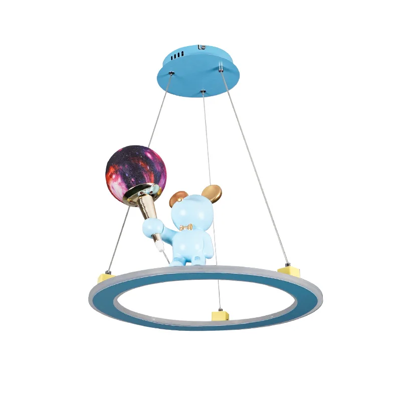 

Children'S Room Led Chandelier Boys And Girls Space Planet Creative Room Bedroom Lamp Bear Modern Eye Protection Decorative Lamp
