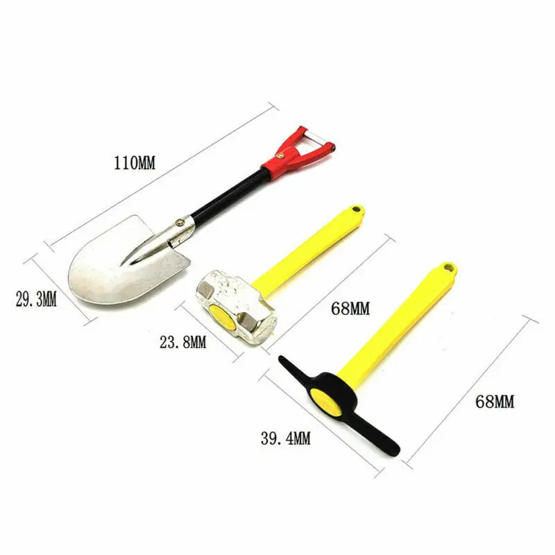 

3Pcs Decor Kit For WPL 1/10 RC Car TRX-4 SCX10 D90 Spare Parts Shovel Hammer DIY
