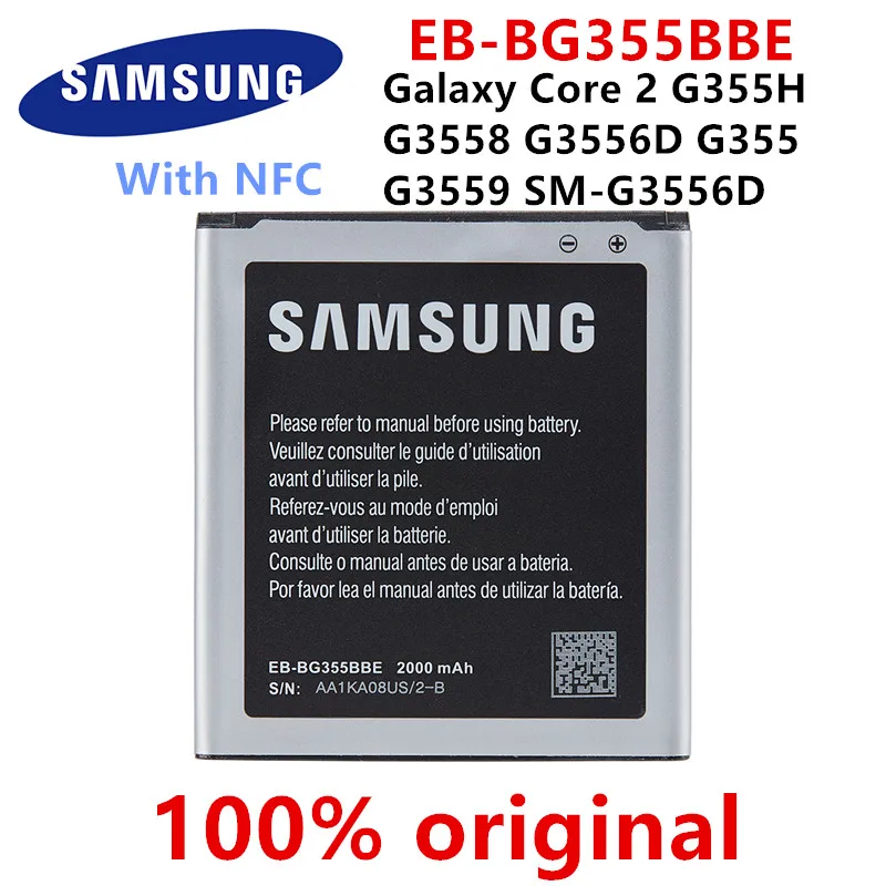samsung original eb bg355bbe 2000mah bateria para samsung galaxy core 2 g355h g3558