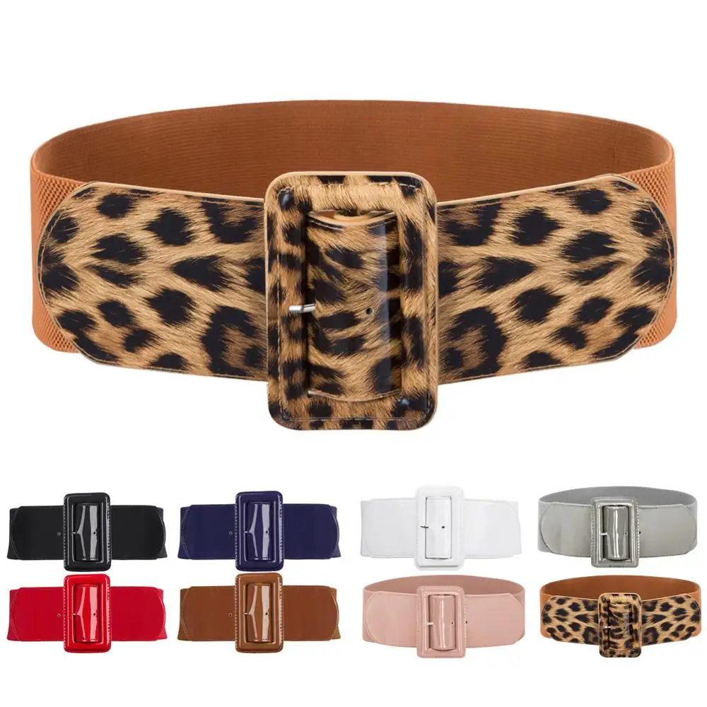 Эластичный пояс женский со вставкой из искусственной кожи | Аксессуары для