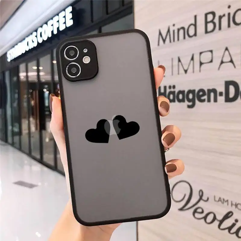 

Love Heart Letter Phone Cases matte transparent For iphone 7 8 11 12 plus mini x xs xr pro max cover