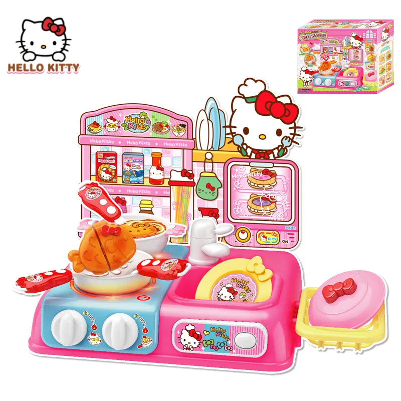 

Оригинальная вкусная маленькая кухня Hello Kitty, готовка еды для девочек, игровой домик, игрушка, косплей, интерактивные игрушки для детей, рыба,...