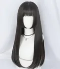 Парик для косплея Kakegurui Yumeko Jabami, прямые черные термостойкие искусственные волосы, парик для косплея, 100 см
