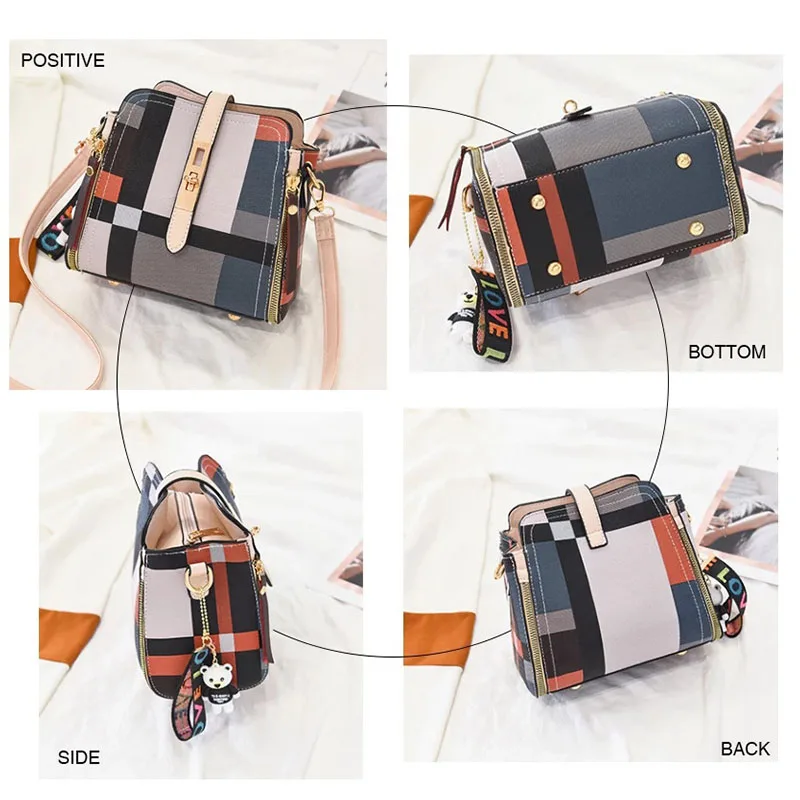 Женская сумка в клетку Ansloth повседневная через плечо женская PU кожаная ручная