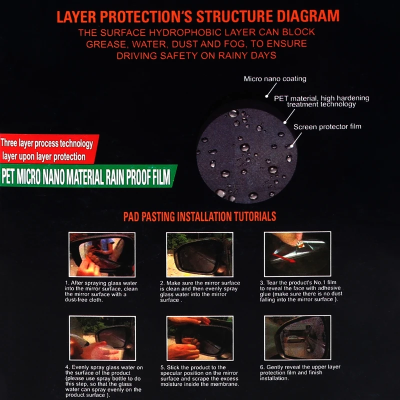 

4 Pcs Car Rear View Mirror Rainproof Film Anti-Fog Clear Protective Sticker Anti-Scratch Waterproof Mirror Window Film for X37F