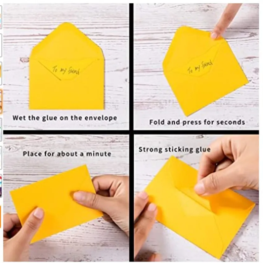 

100 Mini Envelopes With Blank Note Cards, Assorted Colors Small Envelopes For Thank You Cards,business Cards, Gift Cards
