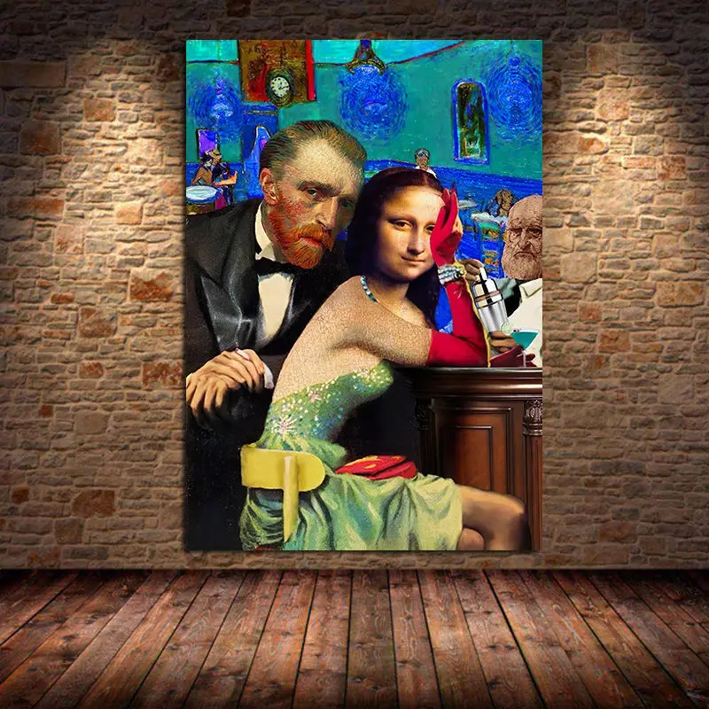 

Funny Character Art Blue Starry Van Gogh Banquet Posters and Prints Canvas Painting Wall Art Pictures for Living Room Decoration